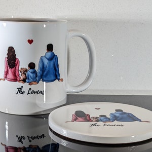 Personalised Family Mug and Coaster, Mum mug, Dad mug