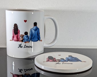 Personalised Family Mug and Coaster Set