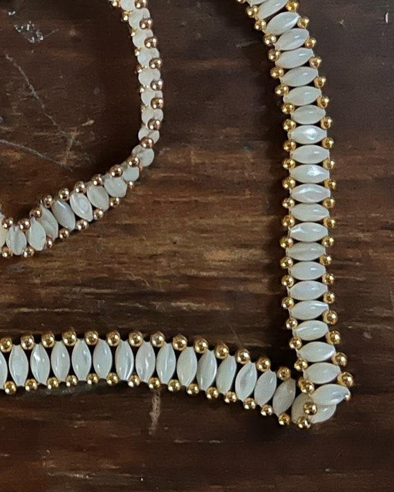 Vintage Necklace & Bracelet Set - Opalescent Whit… - image 1