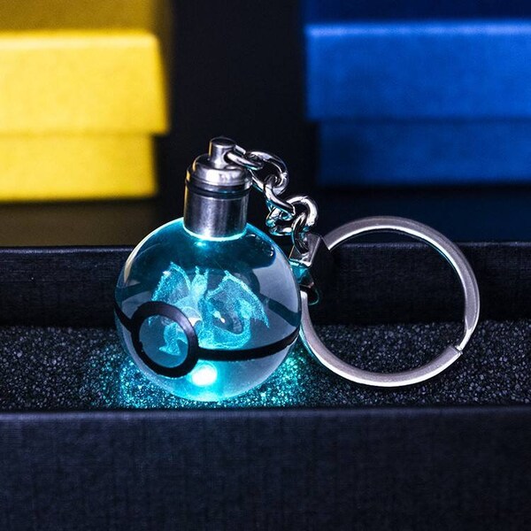 Series 2 Crystal Pokemon Pokeball Keychain with LED Light