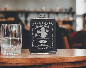 Fallout 8oz Flask - Vault-Tec Approved, Nuka-Cola - Designed for Your Post-Apocalyptic Wasteland