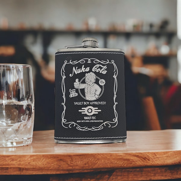 Fallout 8oz Flask - Vault-Tec Approved, Nuka-Cola - Designed for Your Post-Apocalyptic Wasteland