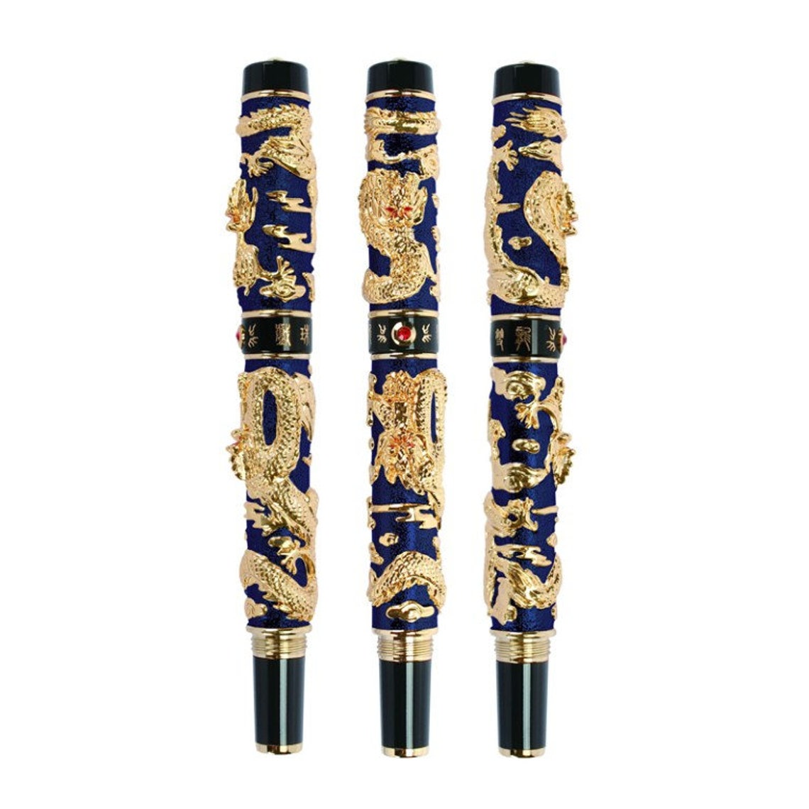 Jinhao Double Dragon Rollerball Pen Blue Cloisonne Enamel Etsy