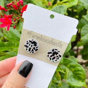 Cow print earrings, Post earrings