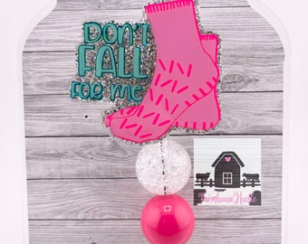 Don't Fall For Me Badge Reel- Fall Risk, Badge Reel- Funny Badge Reel- Hospital Socks