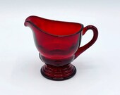Vintage Red Creamer, Ruby Red Creamer, New Martinsville Moondrops Glass, New Martinsville Creamer