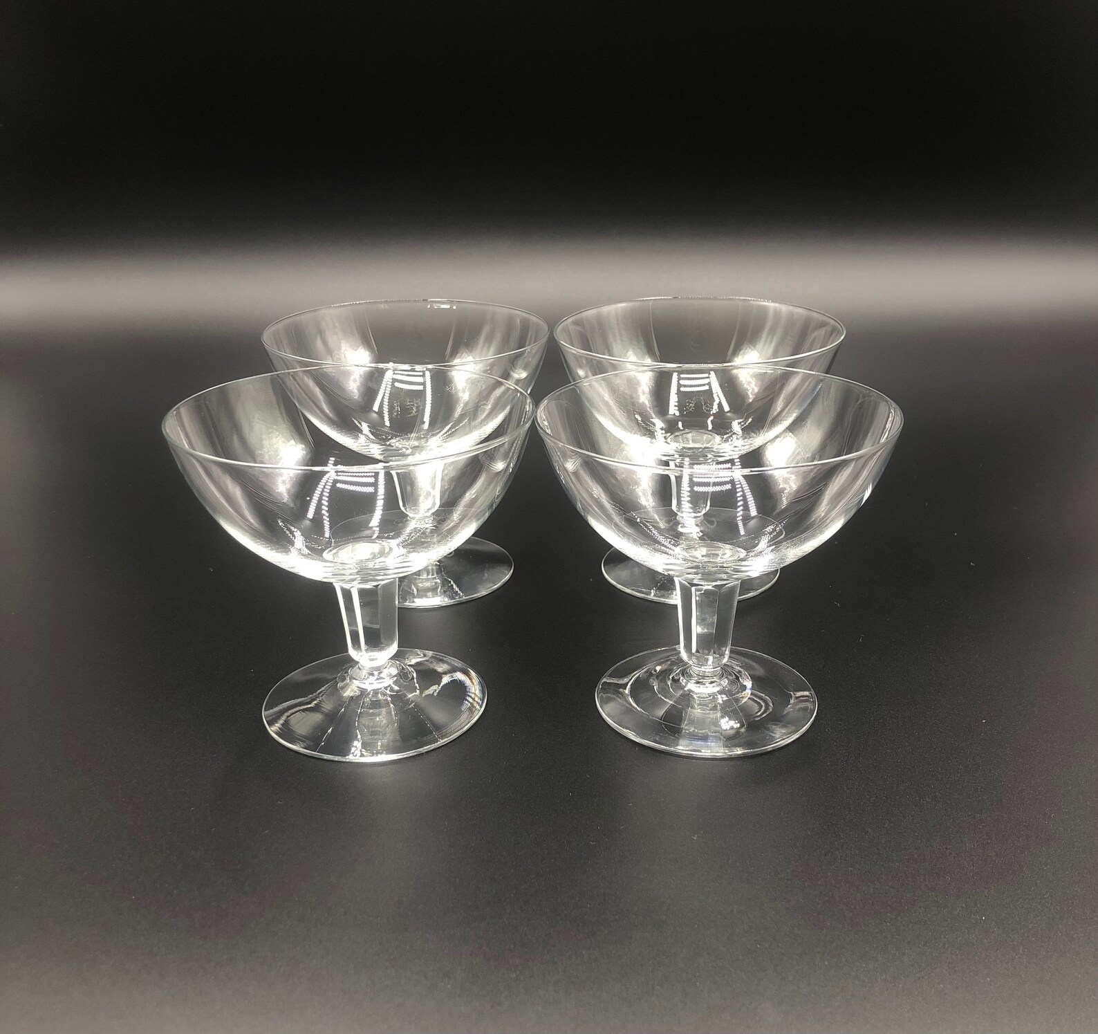 Sets of 4 Vintage Coupe Sorbet Glasses Vintage Clear Glass Etsy