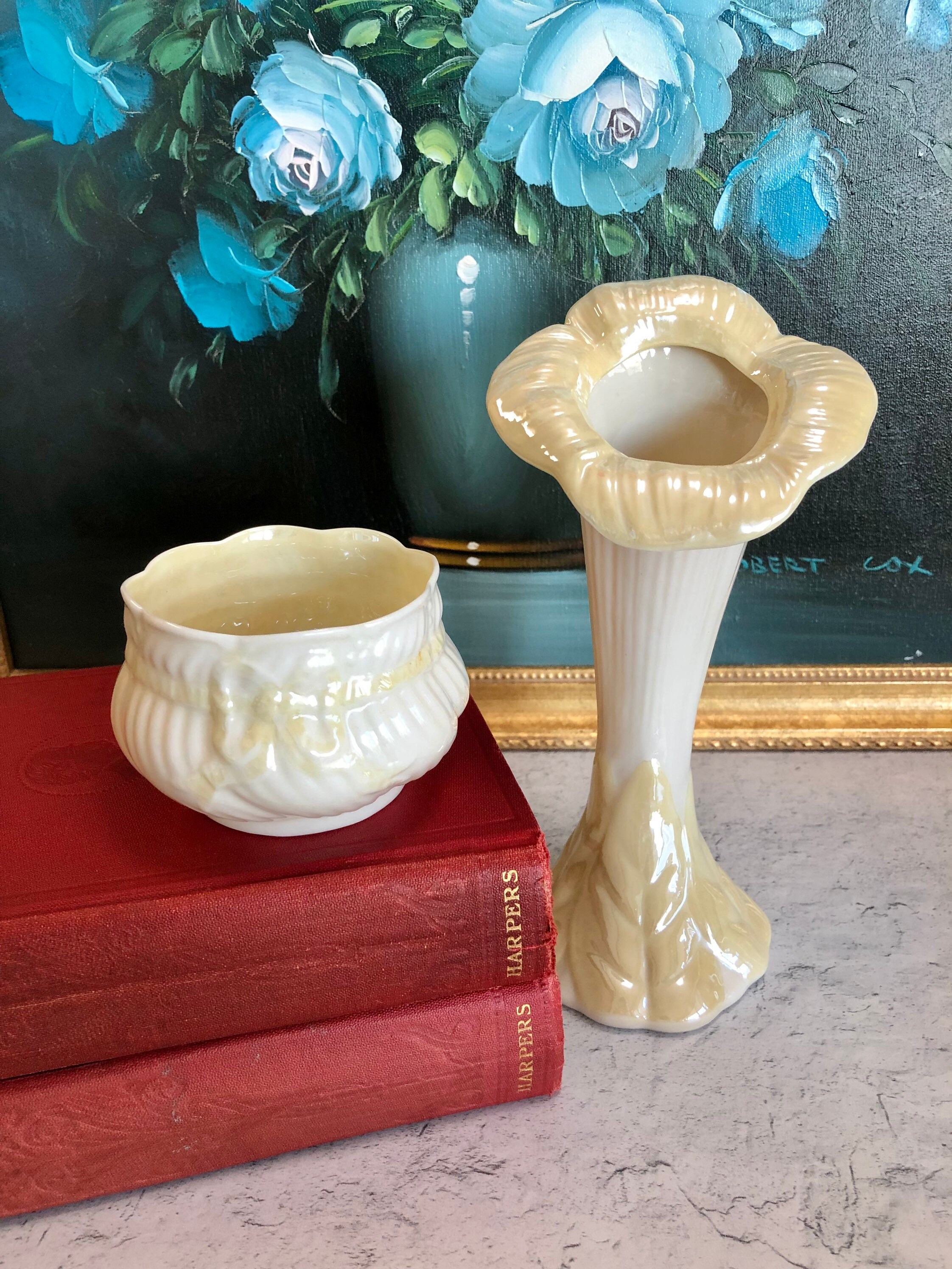 Vintage Belleek Trumpet Vase Vintage Trumpet Vase Vintage Etsy
