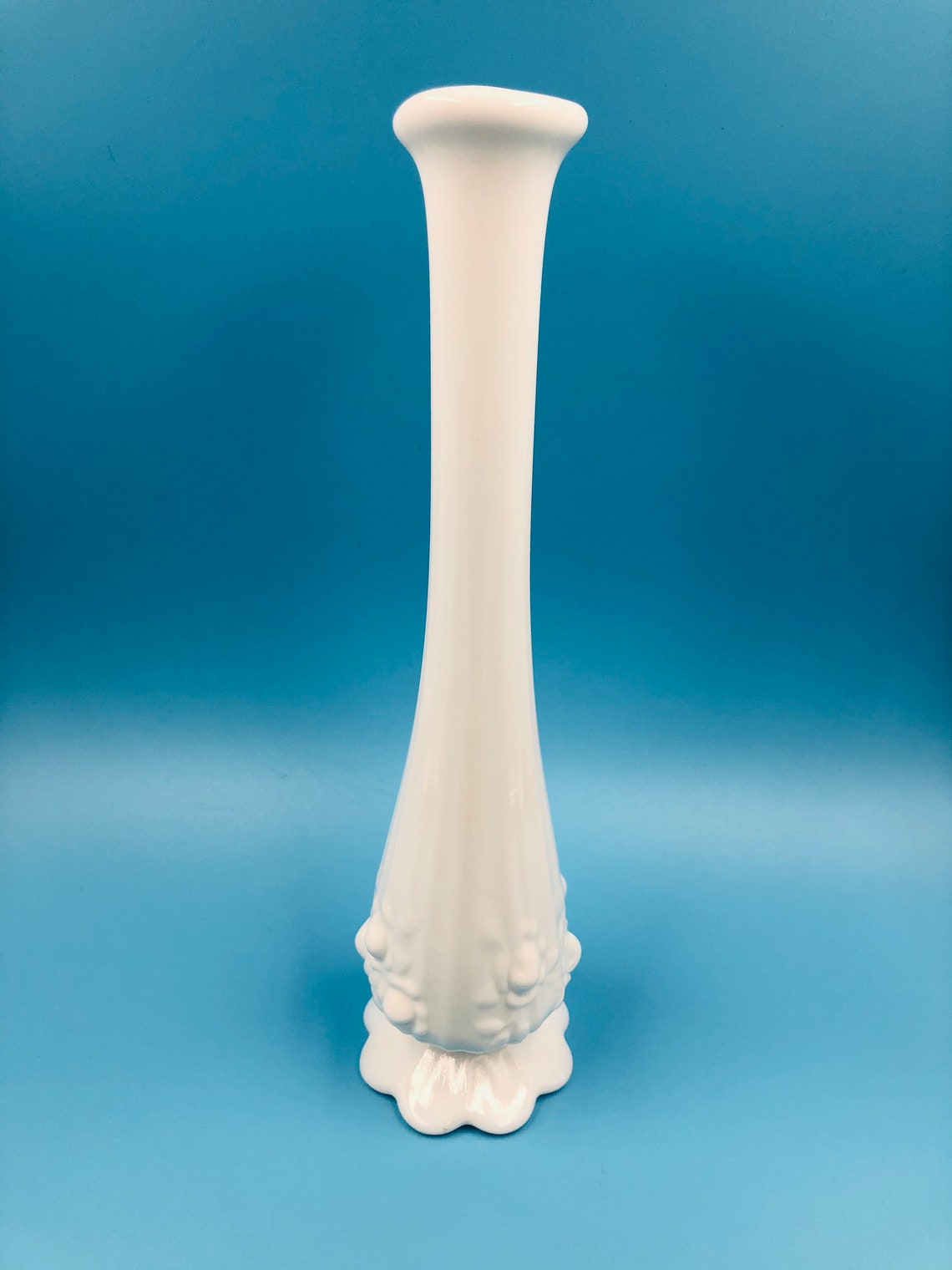 Weiße Milch Glas geschwungen Vase Fenton Kohl Rose Muster Etsy