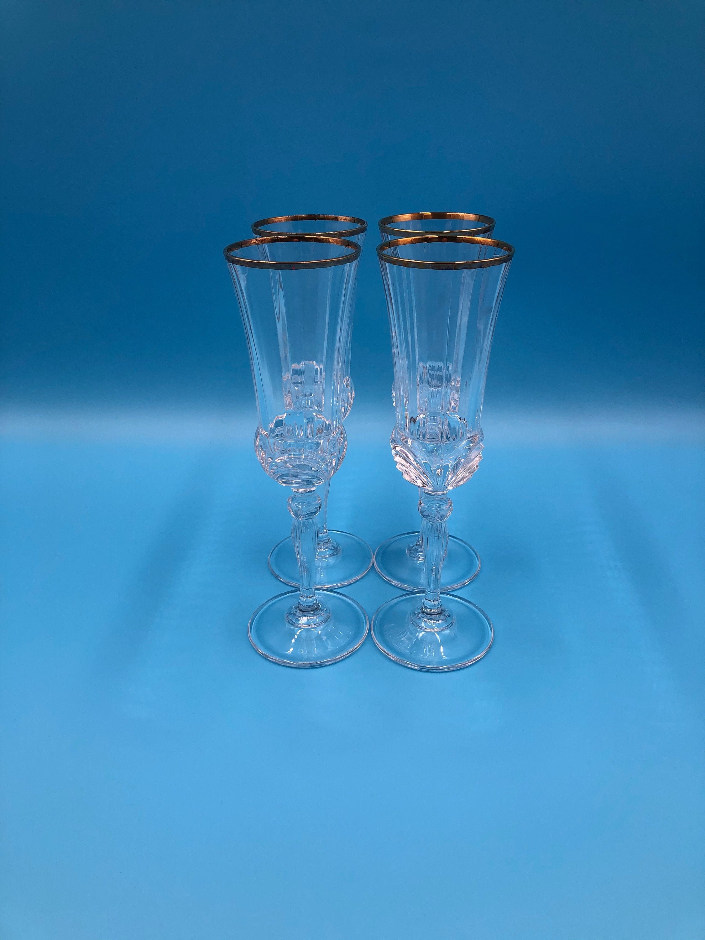 4 Vintage Crystal Champagne Flutes Royal Crystal Rock Aurea Etsy