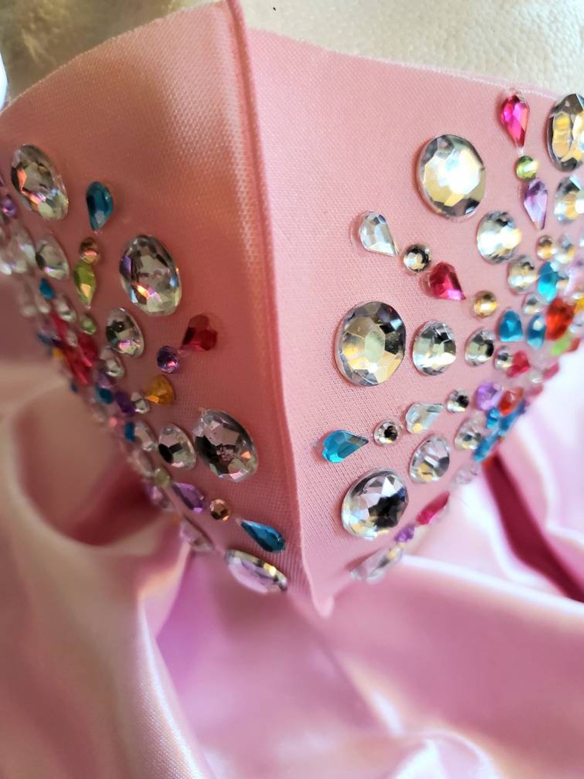Pink Designer Mask with Multicolor Rhinestones Etsy