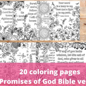 20 Promises of God Bible Verse Coloring Pages for Adults Teens & Kids, Color and Memorize Scripture Printable PDF Floral Coloring Book