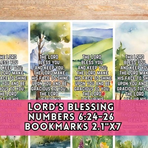 The Lord Bless You and Keep You Blessing Bijbelvers bladwijzers aquarel natuurkaarten, getallen 6 24 schrift cadeaukaartjes, pdf