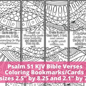 Psalm 51 Coloring Bible Verse Bookmarks, KJV Scripture Prayer Of Repentance Coloring PDF, Christian Relaxing Activity, Printable DIY Card
