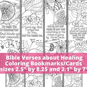 Healing Scripture Coloring Bookmarks, Health Bible Verses, Christian Wellness Activity Get Well Cards Add On Craft, Printable PDF