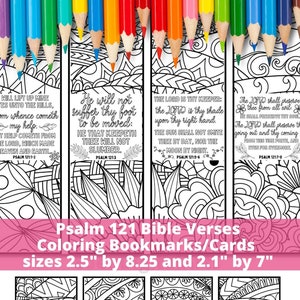 Psalm 121 Coloring Bible Verse Bookmarks KJV Scripture Christian Prayer Coloring Page Relaxing Faith Activity Printable DIY Cards