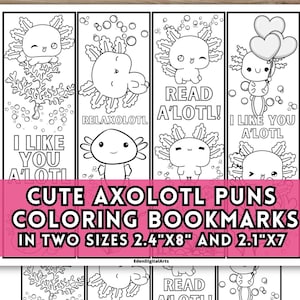 Niedliches Axolotl Wortspiel Lesezeichen zum Ausmalen, Kinder Party Favors Klassenzimmer Freundschaft Handwerk, Freundlichkeit Färbung DIY Karten Geschenkanhänger