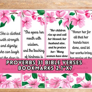 Sprüche 31 Mom Bibel Verse Lesezeichen PDF Christian Godly Frau Karten Frau Mom Freund hängen Geschenkanhänger Rosa Aquarell Kirschblüte DIY Karte