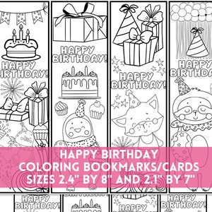 Marcadores de colorir para festa de aniversário para crianças, animais fofos e decoração, etiquetas de presente faça você mesmo, cartões de lembrança, artesanato calmo para impressão em PDF