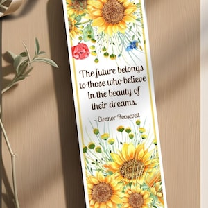 Sonnenblume Lesezeichen Geschenkanhänger mit inspirierenden Zitaten für Frauen Mädchen Lehrer Ermutigende Karten PDF Buch Club Geschenk Aquarell