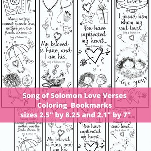 Hohelied auf Solomon Liebe Bibel Verse Färbung Lesezeichen, Christliche Hochzeit Brautdusche Schriftkarten, süße Party Aktivität Printable PDF