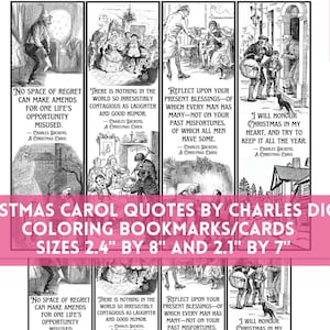 Weihnachtslied Zitate Lesezeichen zum Ausmalen, Charles Dickens Book Club Literarisches DIY Handwerk Geschenkanhänger, Entspannende Aktivitätskarten für Studenten, PDF