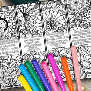 Peace Bible Verses Coloring Bookmarks ESV Scriptures Christian Prayer Mandala Coloring Book Markers Bible School Activity Craft DIY Card