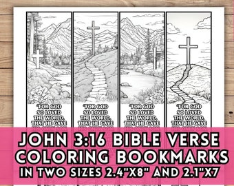John 3 16 Bijbelvers Kleurplaat Bladwijzers Natuur Landschappen Schriftkaarten Zondagsschool Klas Activiteit Christian Craft DIY Cadeaukaartjes