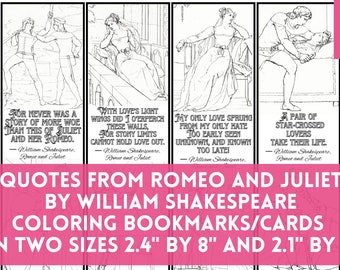 Peut inclure: Quatre marque-pages à colorier en noir et blanc avec des citations de Roméo et Juliette de William Shakespeare. Les marque-pages mesurent 6,1 cm sur 20,3 cm et 5,3 cm sur 17,8 cm. Les citations sont : "Car jamais il n'y eut d'histoire plus douloureuse que celle de Juliette et de son Roméo." "Avec les ailes légères de l'amour, j'ai survolé ces murs, car les limites de pierre ne peuvent retenir l'amour." "Mon seul amour est né de ma seule haine, vu trop tôt, inconnu, et connu trop tard !" "Un couple d'amoureux maudits se donnent la mort."