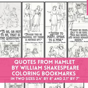 Hamlet Shakespeare Zitate Färbung Lesezeichen, literarische DIY Karte, Buch Club Klassenbibliothek Aktivität Handwerk, klassische Literatur