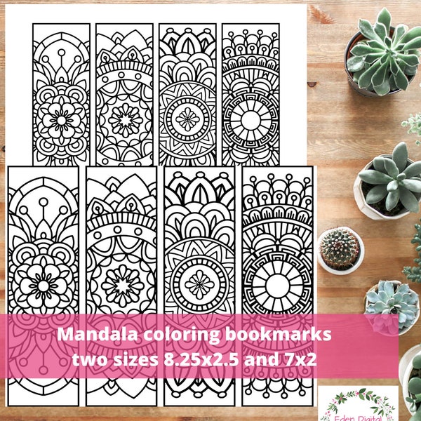 Mandala Coloring Bookmarks Page for Teens and Adults Printable Practical DIY Gift, Relaxing Family Activity, Self Care Anti Anxiety Coloring