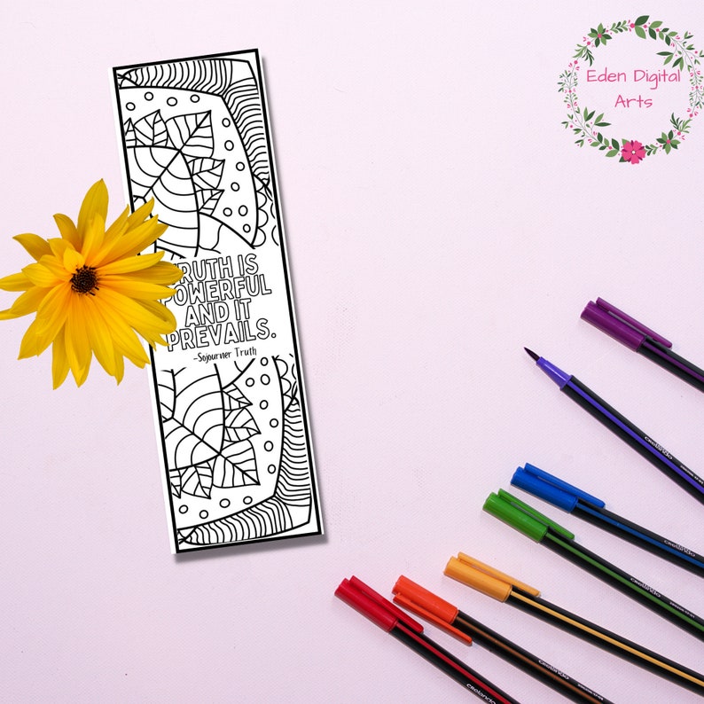 Harriet Tubman Quotes Coloring Bookmarks, Inspirational Black History Month Gift, Classroom Relaxing Zen Craft Encouraging Cards, Printable image 3