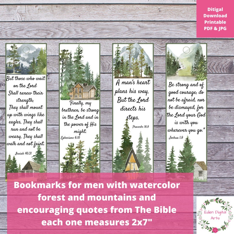 Printable Bible Verse Bookmarks for Men &amp; Boys Editable PDF - Etsy