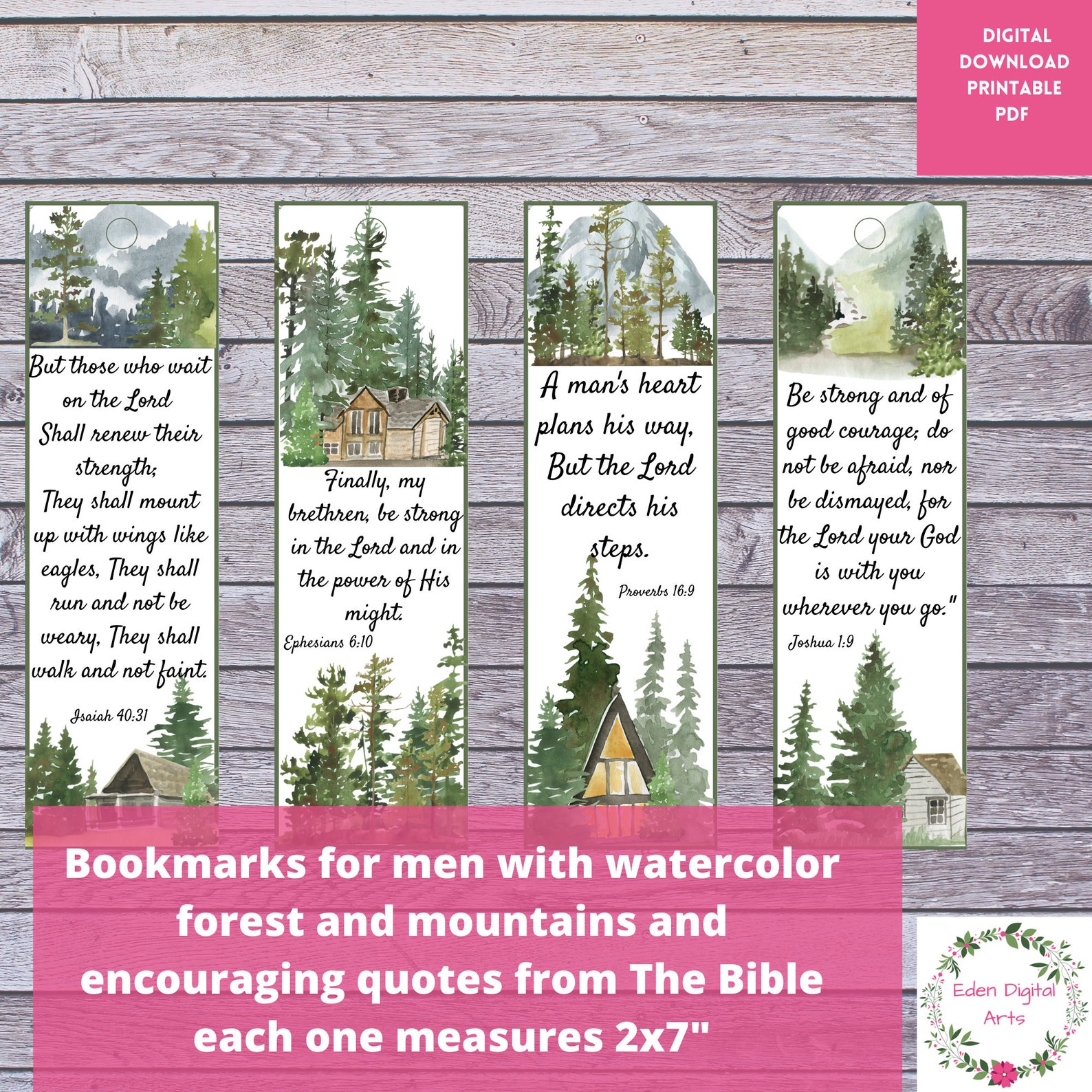 Printable Bible Verse Bookmarks for Men &amp; Boys Editable PDF - Etsy