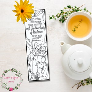 Proverbs 31 Coloring Bible Verse Bookmarks Cards, Scripture &amp; Garden ...