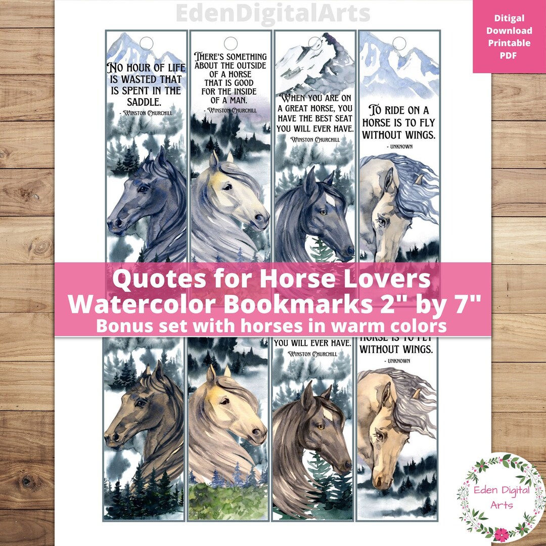 Horse Lovers Bookmarks for Men and Women, Winston Churchill Quotes ...