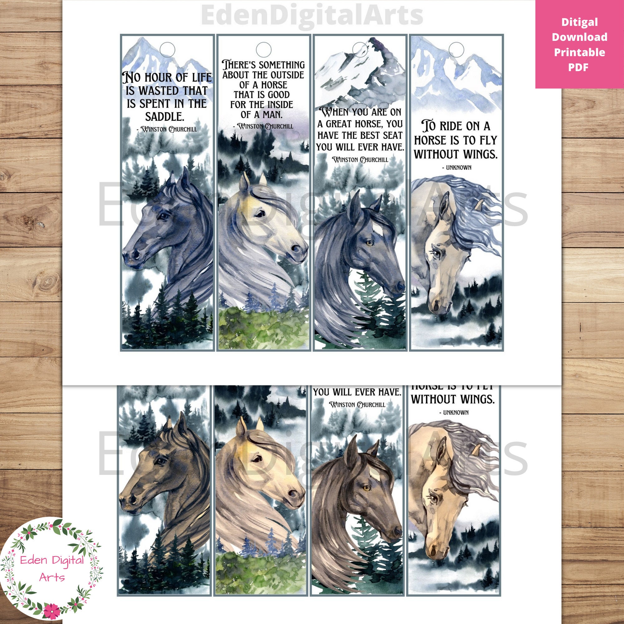 horse lovers bookmarks for men and women winston churchill etsy