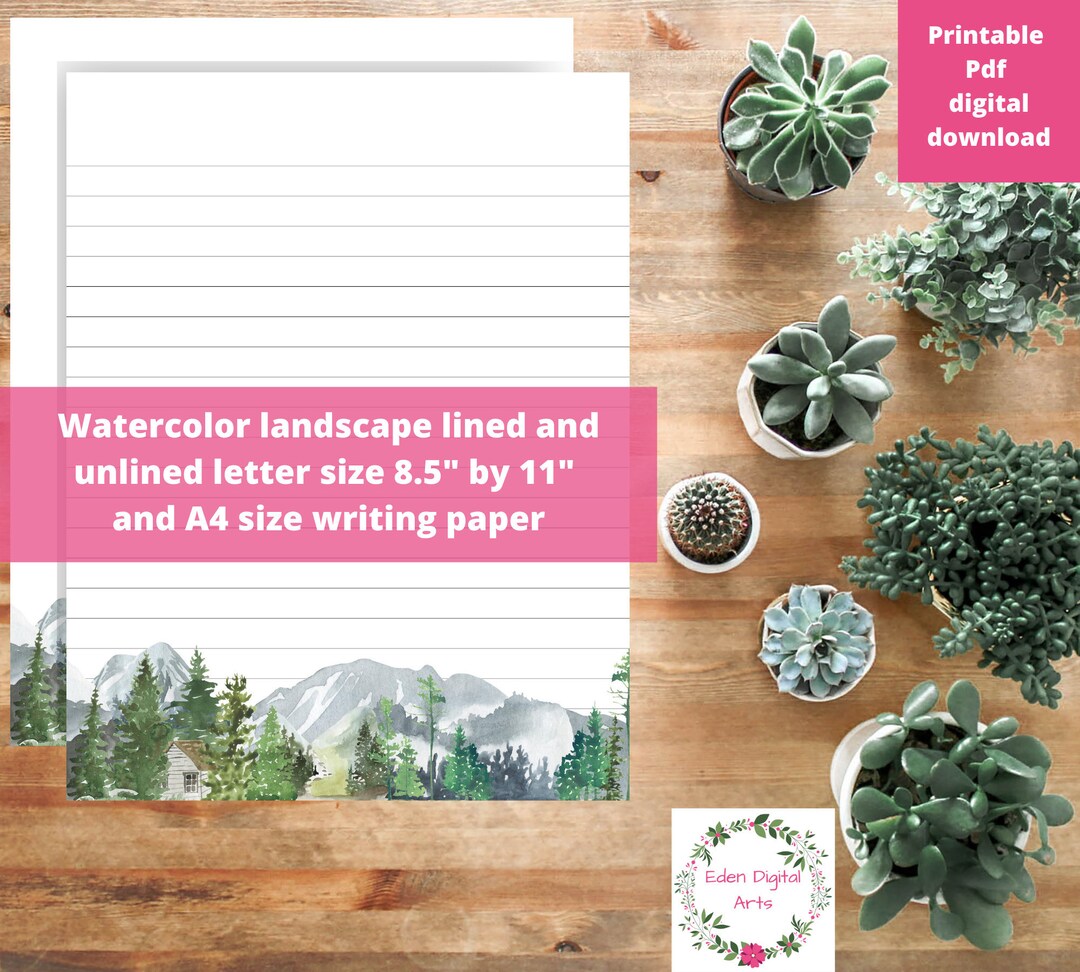 Forest and Mountains Stationery Writing Paper Lined Unlined A4 & Letter ...