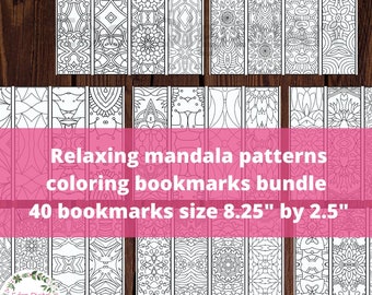 Huge Bundle of 40 Mandala Coloring Bookmarks, Geometric Floral Therapy Patterns, Relaxing Family Calming Colouring, Self Care Anti Stress
