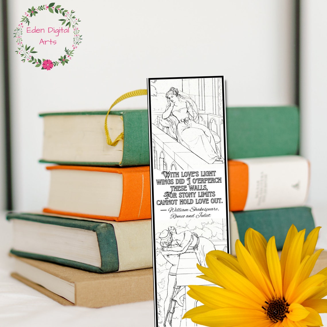 Romeo and Juliet Shakespeare Quotes Coloring Bookmarks Literary DIY ...