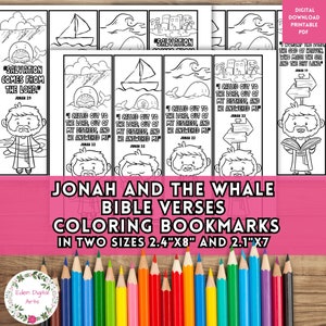 Jona und der Wal Bibelgeschichte Lesezeichen für Kinder, Schrift Lesezeichen zum Ausmalen Christian Andenken Klasse Handwerk