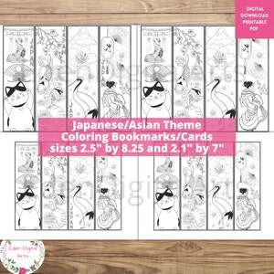 Signets à colorier sur le thème japonais asiatique, AAPI Heritage DIY Craft Cards, Classroom Culture Appreciation Gift Tags, Japan Geisha Koi Fish PDF