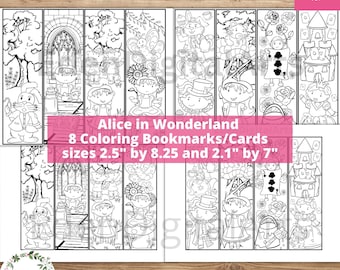 Alice in Wonderland kleuren bladwijzers Tea Party gunsten boekenclub studenten kaart kawaii ontspannende klas activiteit ambachtelijke DYI boekenleggers
