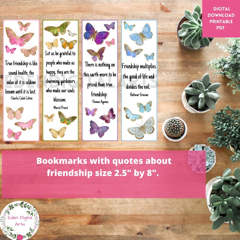 Friendship Quotes With Butterflies Friend DIY Gift Tags Etsy