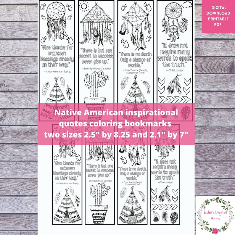Native American Quotes Coloring Bookmarks Indigenous People Day Craft ...