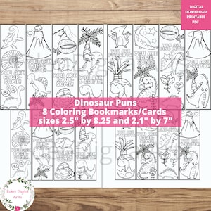 Leuke dinosaurus woordspelingen kleurplaat bladwijzers voor kinderen, bemoedigende daden van vriendelijkheid, positief feest thuisschoolklas activiteit dino knutselen pdf