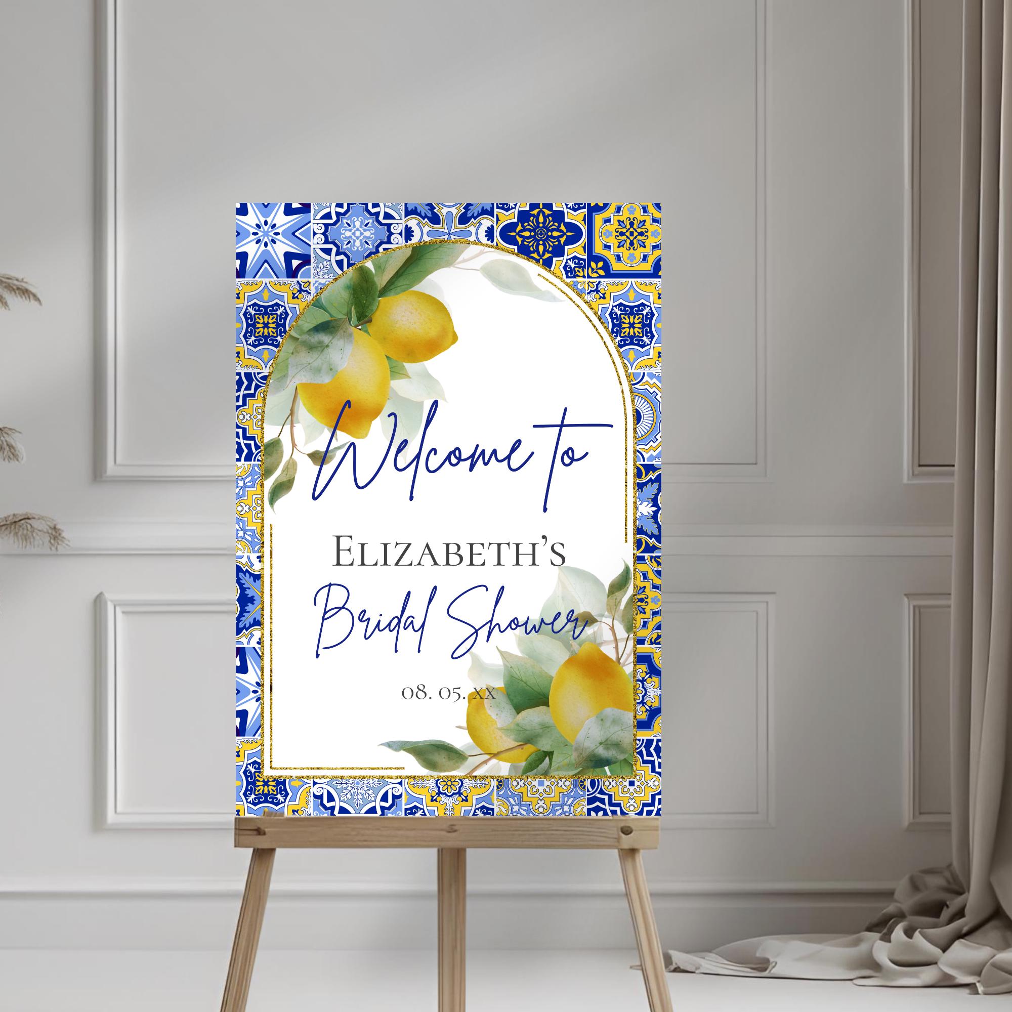 Amalfi Coast Welcome Sign Editable Blue Tile Lemons Italian Theme Decor ...