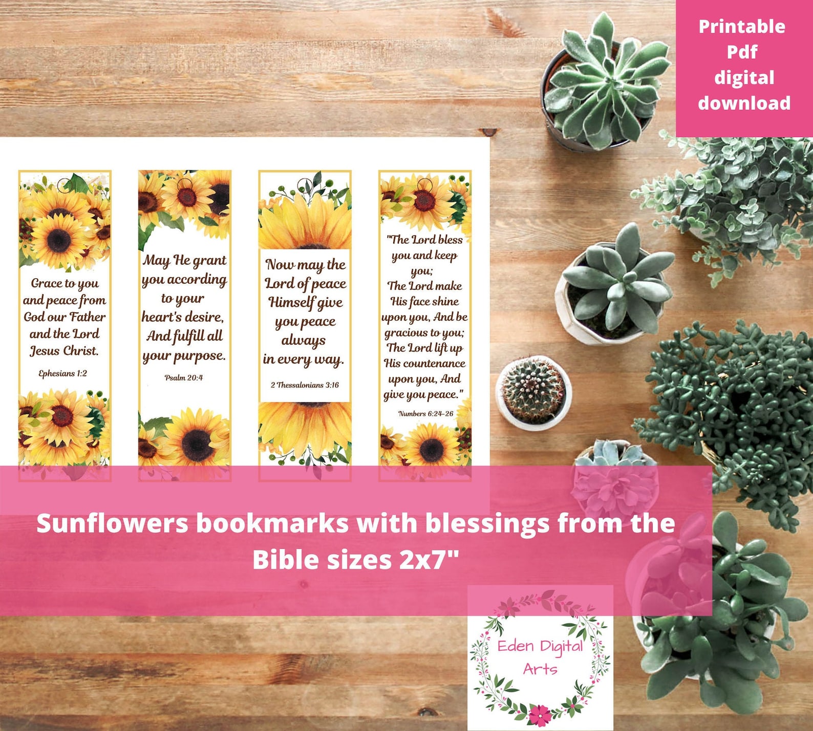 Sunflowers Bookmarks With Bible Verse Blessings PDF Floral Etsy UK