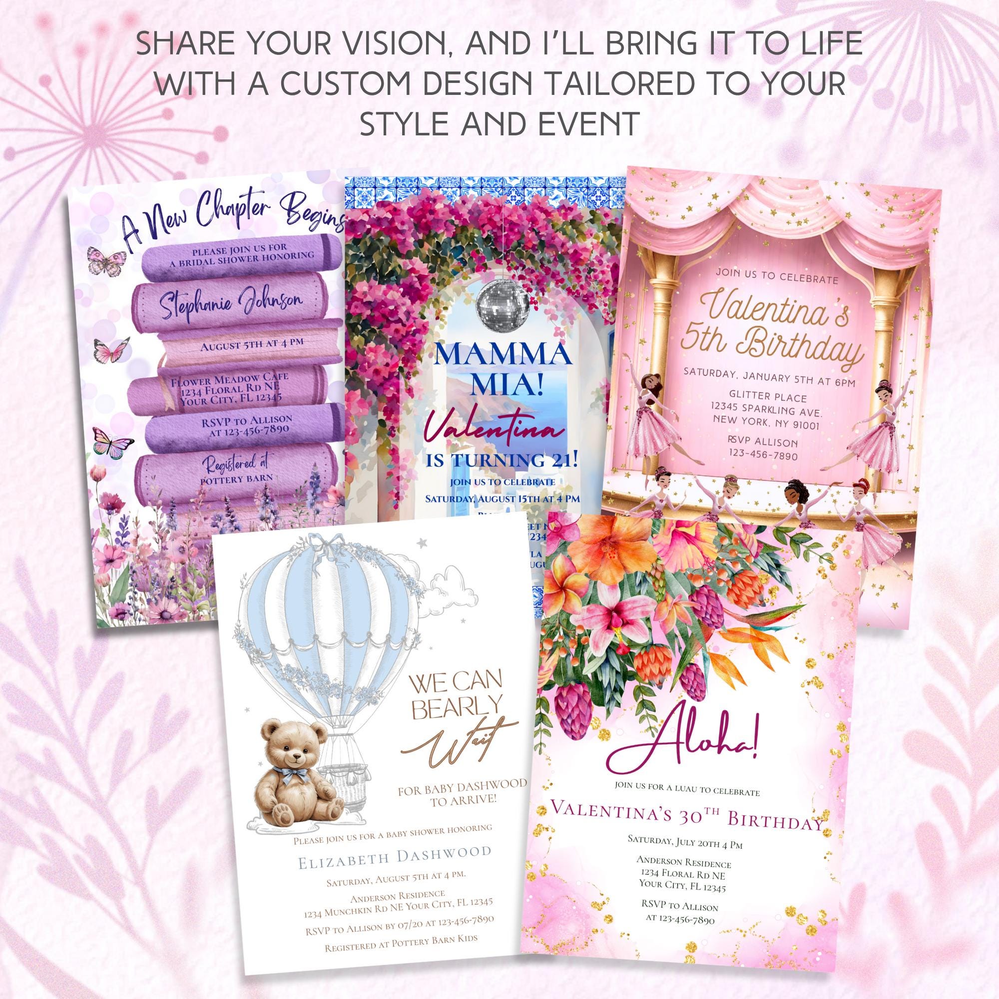 Graphic Design for a Custom Invitation or Any Party Item Digital ...