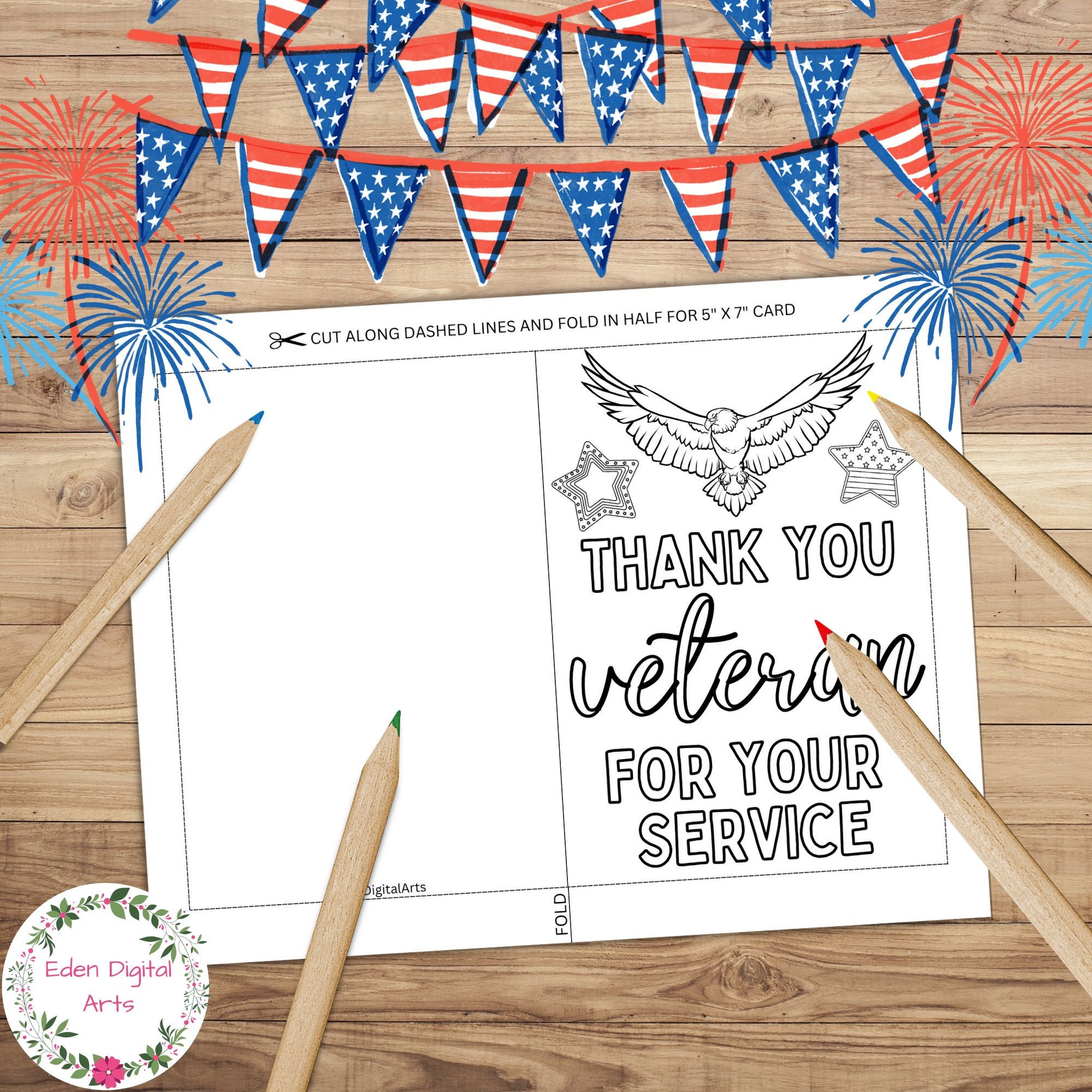 veteran's day thank you coloring cards, patriotic color your own